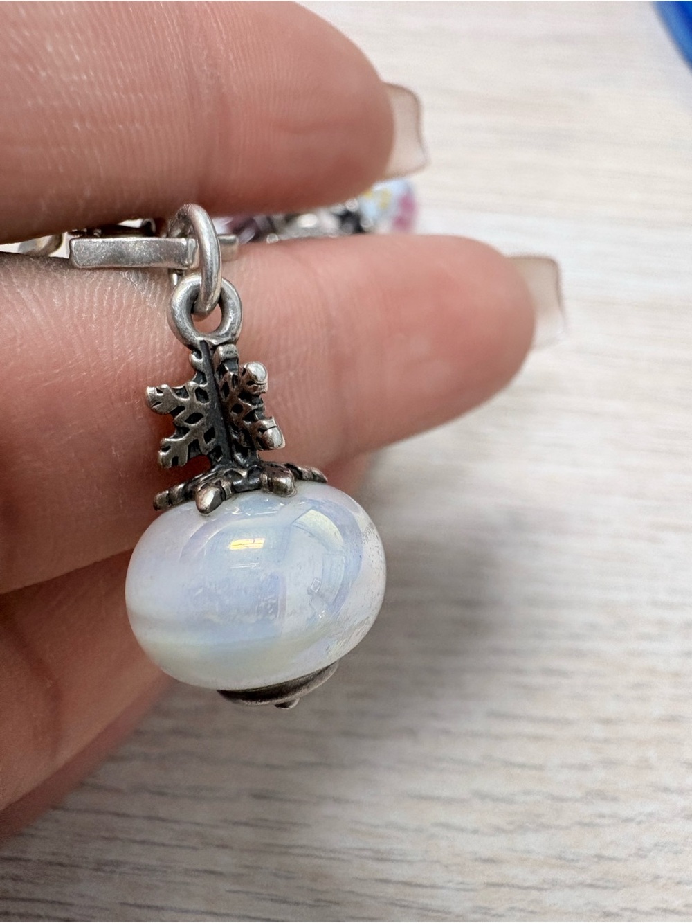 James Avery Opalescent White Glass Charm Retired